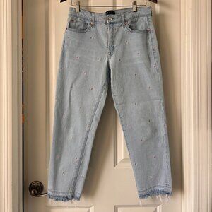 Gap Denim Embroidered Flower Capris